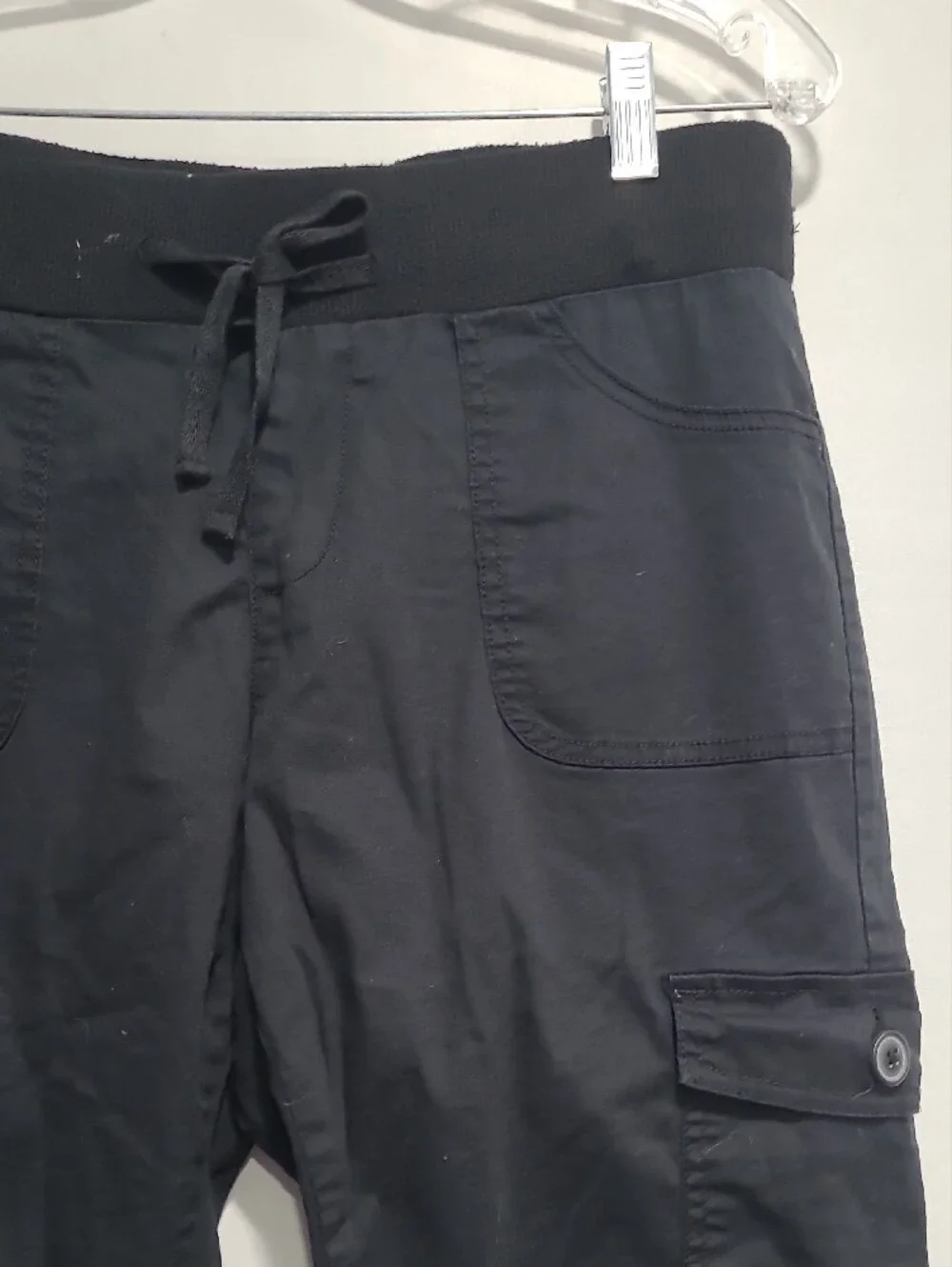 Womens Black Cargo Jogger Pants - Comfortable Casual Wear Sz M